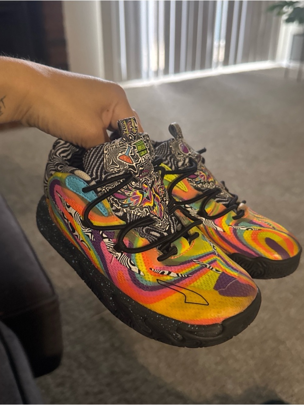 Puma Kids Multicolor Swirl Sneakers with Black Accents